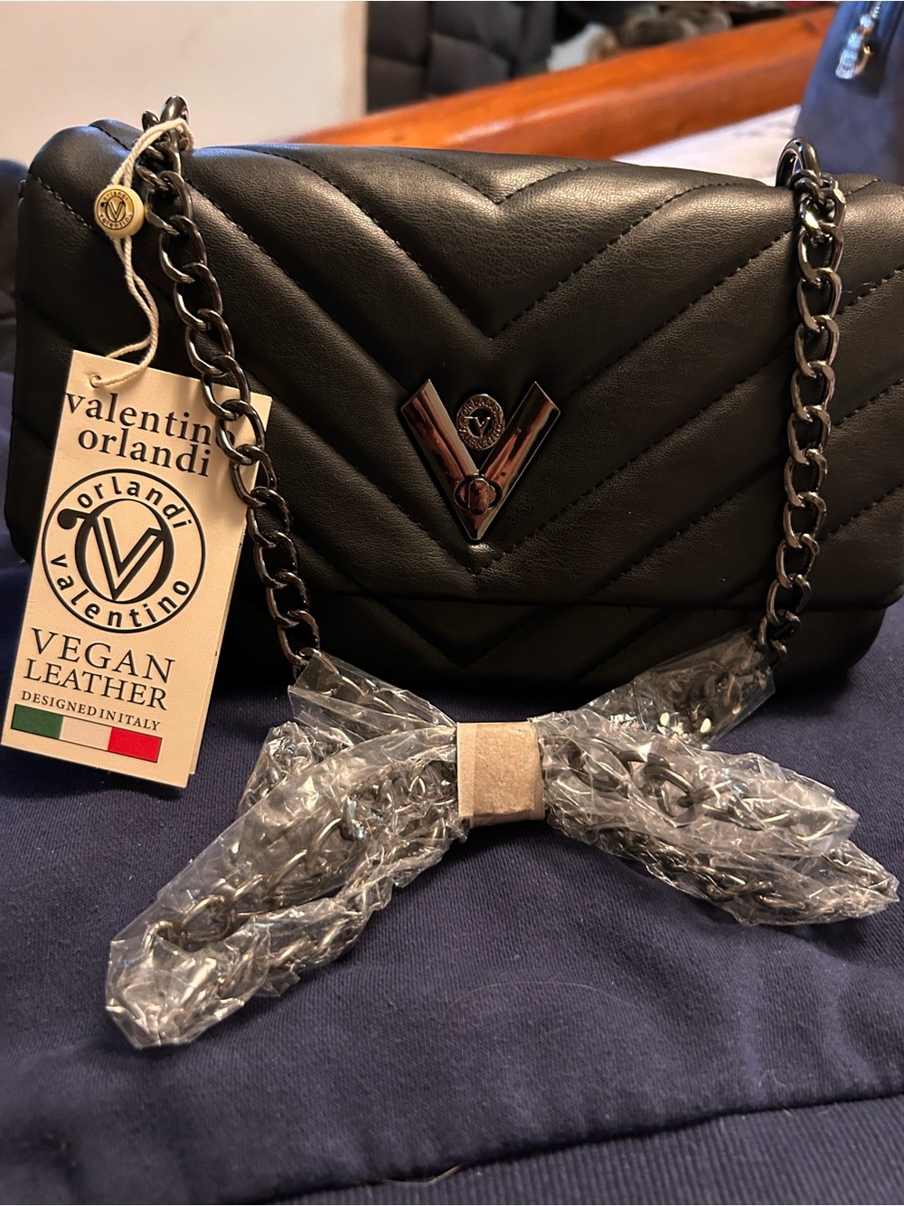 Valentino Orlandi Black Quilted Black with Gun Metal Hardware